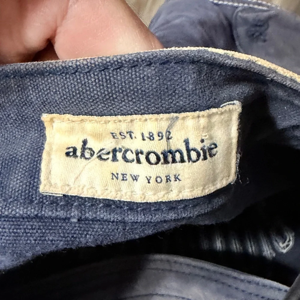 Abercrombie & Fitch Navy Blue Canvas Tote Bag Spellout Logo Striped Trim Vintage